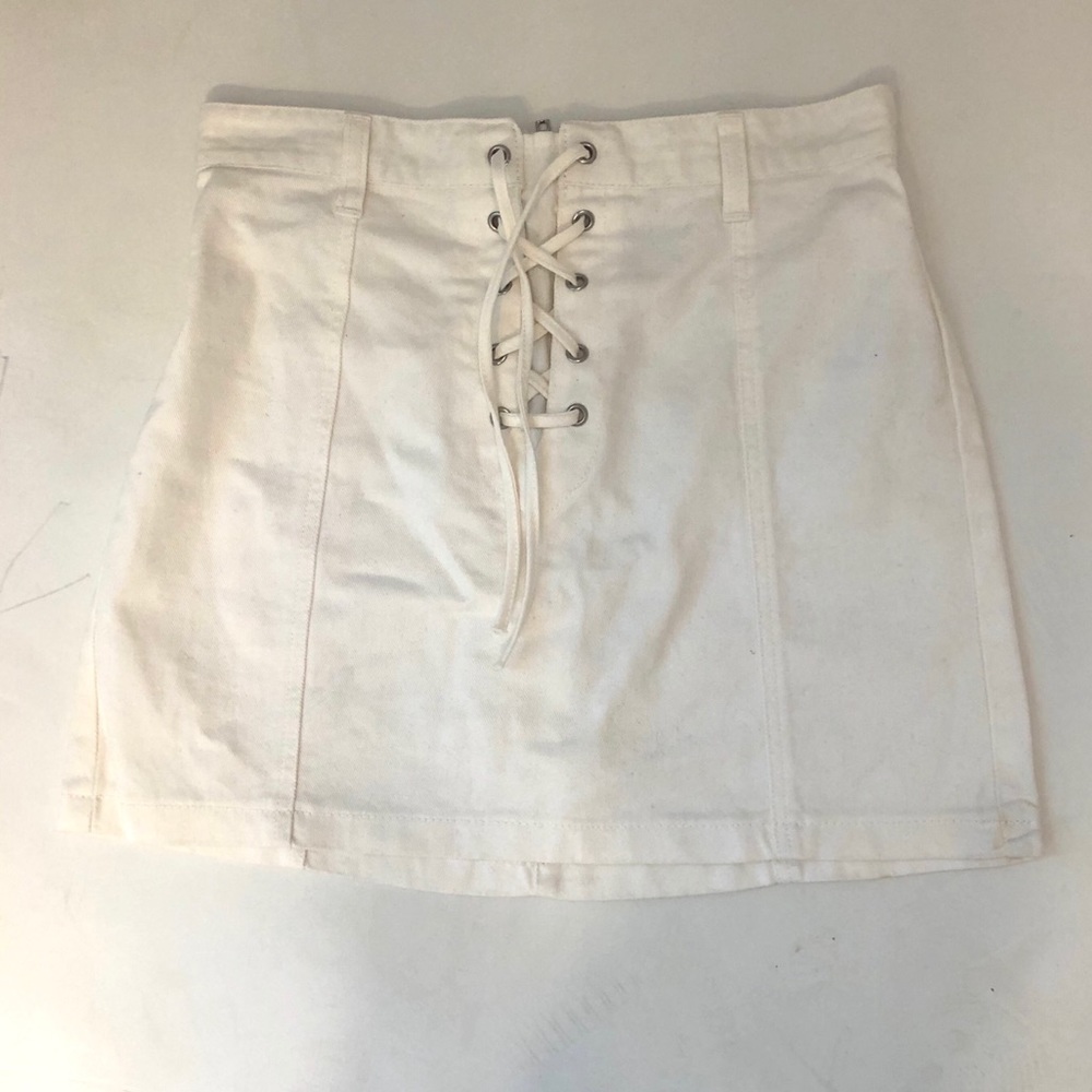Forever 21 White Denim Tie Skirt